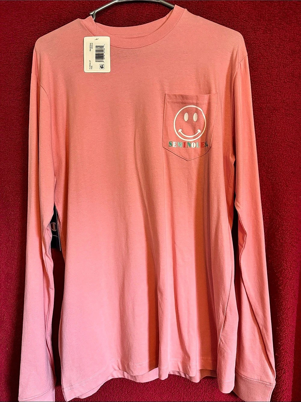 Champion State Seal Long Sleeve Tee Long Sleeve Graphic Tee in Pink Size Medium